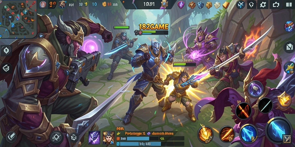 Tangkapan layar menampilkan aksi pertarungan dalam gameplay MOBA.
