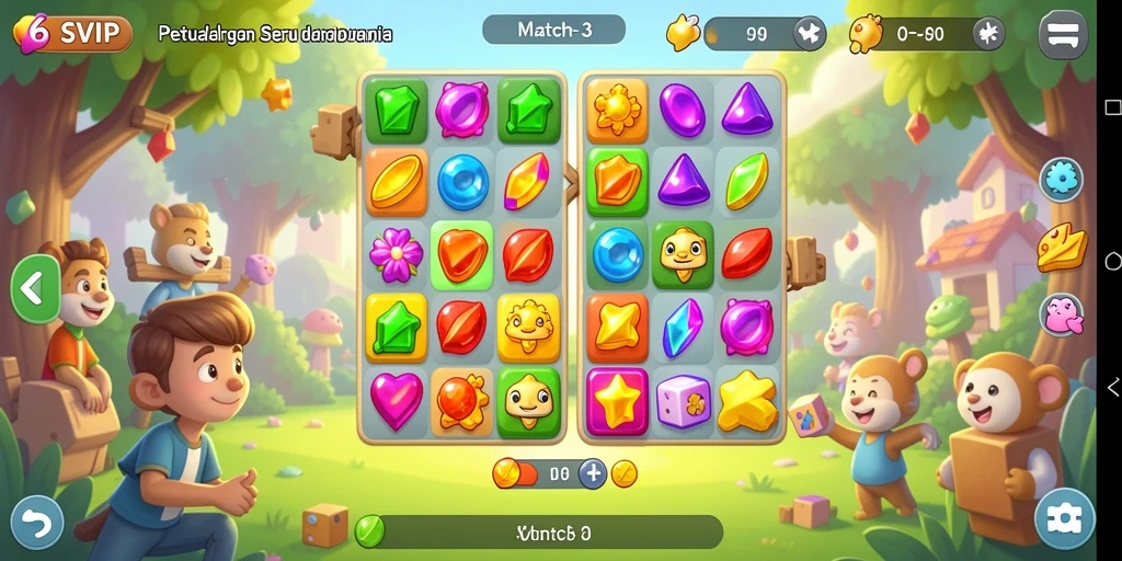 Tangkapan layar menunjukkan gameplay seru di 6SVIP dengan elemen Match-3.