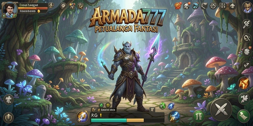 Tampilan gameplay <strong>ARMADA777</strong> yang epik dengan pertarungan menegangkan dan dunia yang luas.