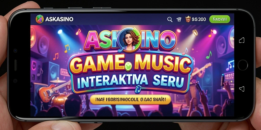 Screenshot gameplay ASKASINO menampilkan interaksi seru dengan musik.