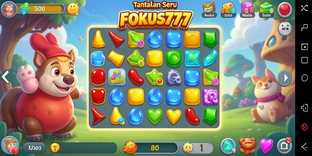 Screenshot FOKUS777 menampilkan gameplay seru dalam Match-3.
