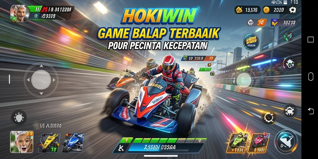 Screenshot utama HOKIWIN menampilkan aksi balap yang menegangkan dan menakjubkan.