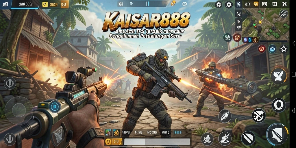 Tangkapan layar gameplay KAISAR888 yang menampilkan aksi tembak-menembak yang intens.