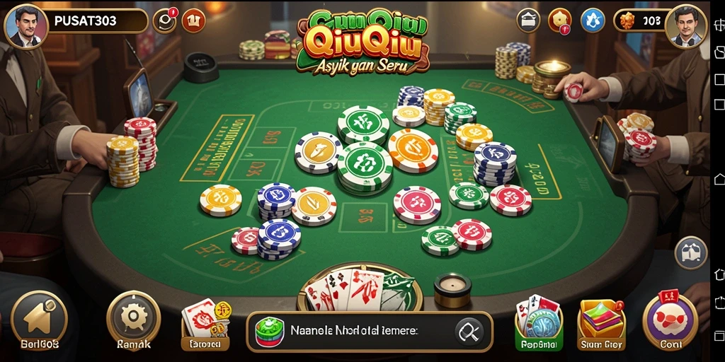 Tampilan menarik dari gameplay QiuQiu di PUSAT303.