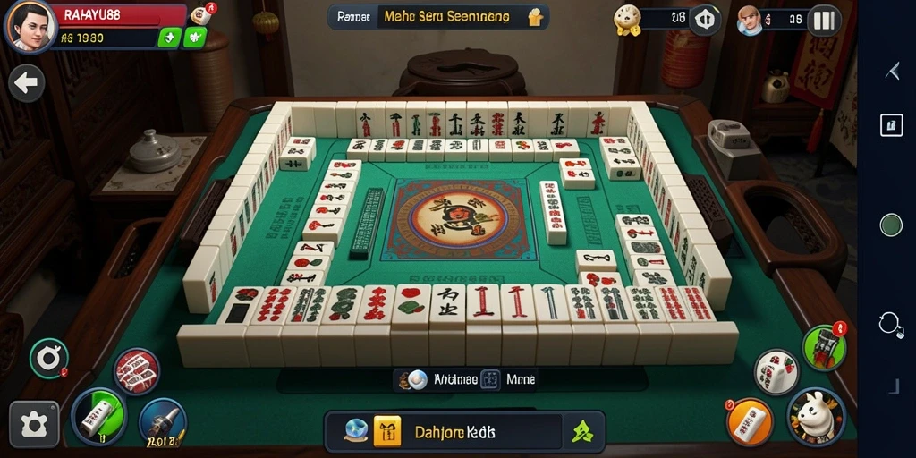 Tampilan gameplay RAHAYU88 dengan ubin Mahjong yang menawan.