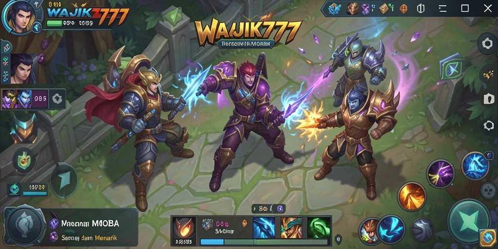 Screenshot menampilkan aksi seru dalam permainan MOBA WAJIK777.