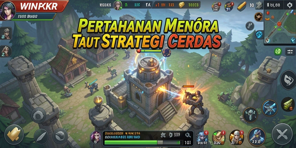 Tampilan gameplay WINPKR yang menegangkan dalam Tower Defense.